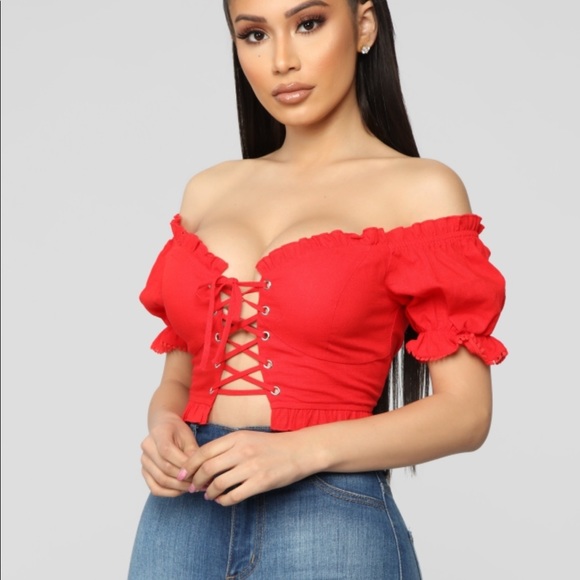 Fashion Nova Tops - Fashion Nova Reiley Top Red - Small